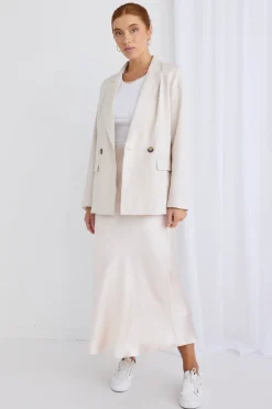Ivy + Jack Cooper Ecru Linen Boyfriend Semi Fitted Blazer
