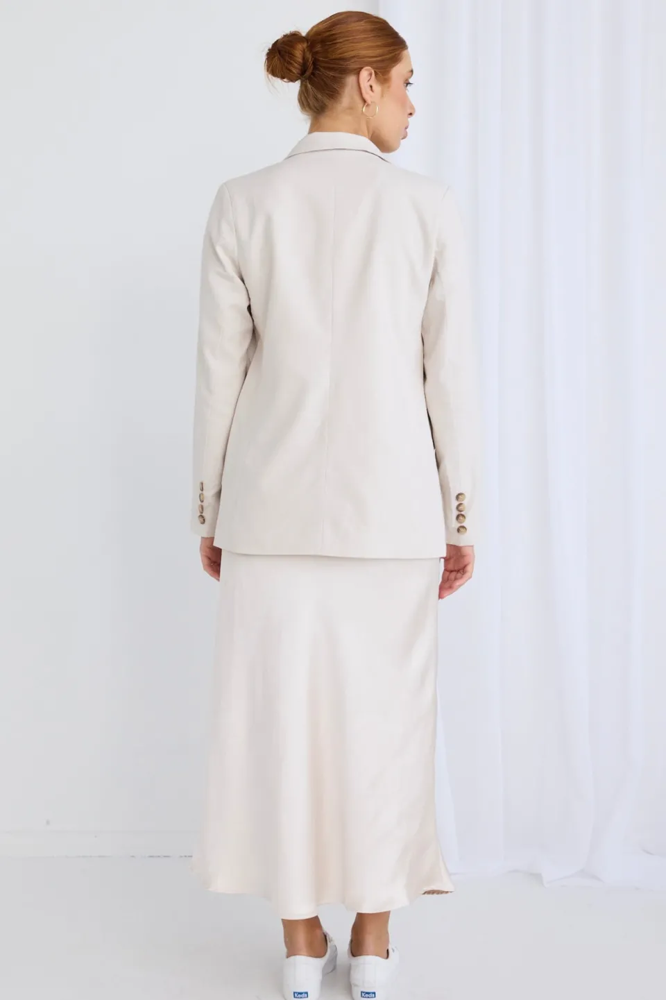 Ivy + Jack Cooper Ecru Linen Boyfriend Semi Fitted Blazer