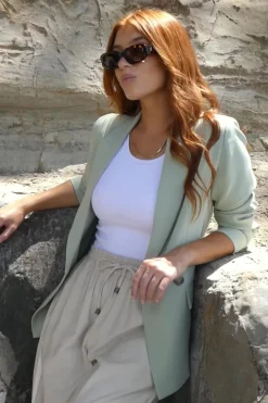 Ivy + Jack Cooper Moss Tencel Semi Fitted Boyfriend Blazer