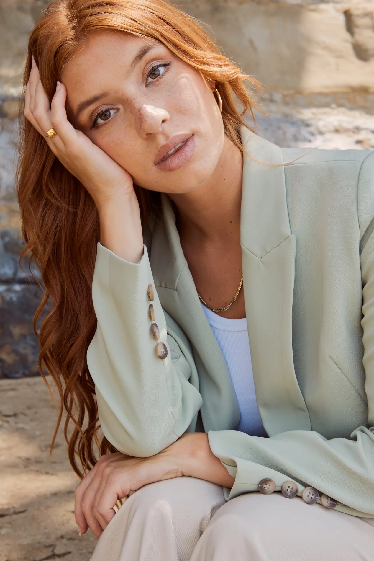 Ivy + Jack Cooper Moss Tencel Semi Fitted Boyfriend Blazer