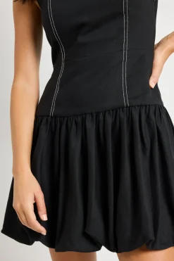 Stories be Told Corvette Black Structured Bubble Mini Dress
