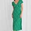 Stories be Told Cosmic Green Ditsy Sleeveless Slim Fit Midi Dress