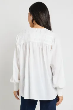 Ivy + Jack Creator Ivory Voile Pintuck LS Blouse