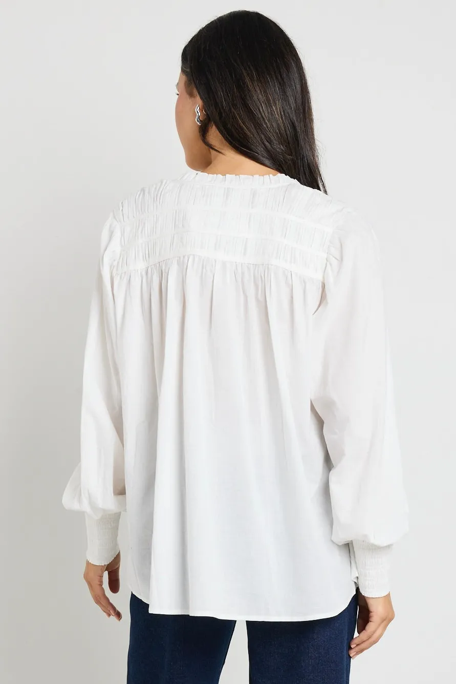 Ivy + Jack Creator Ivory Voile Pintuck LS Blouse