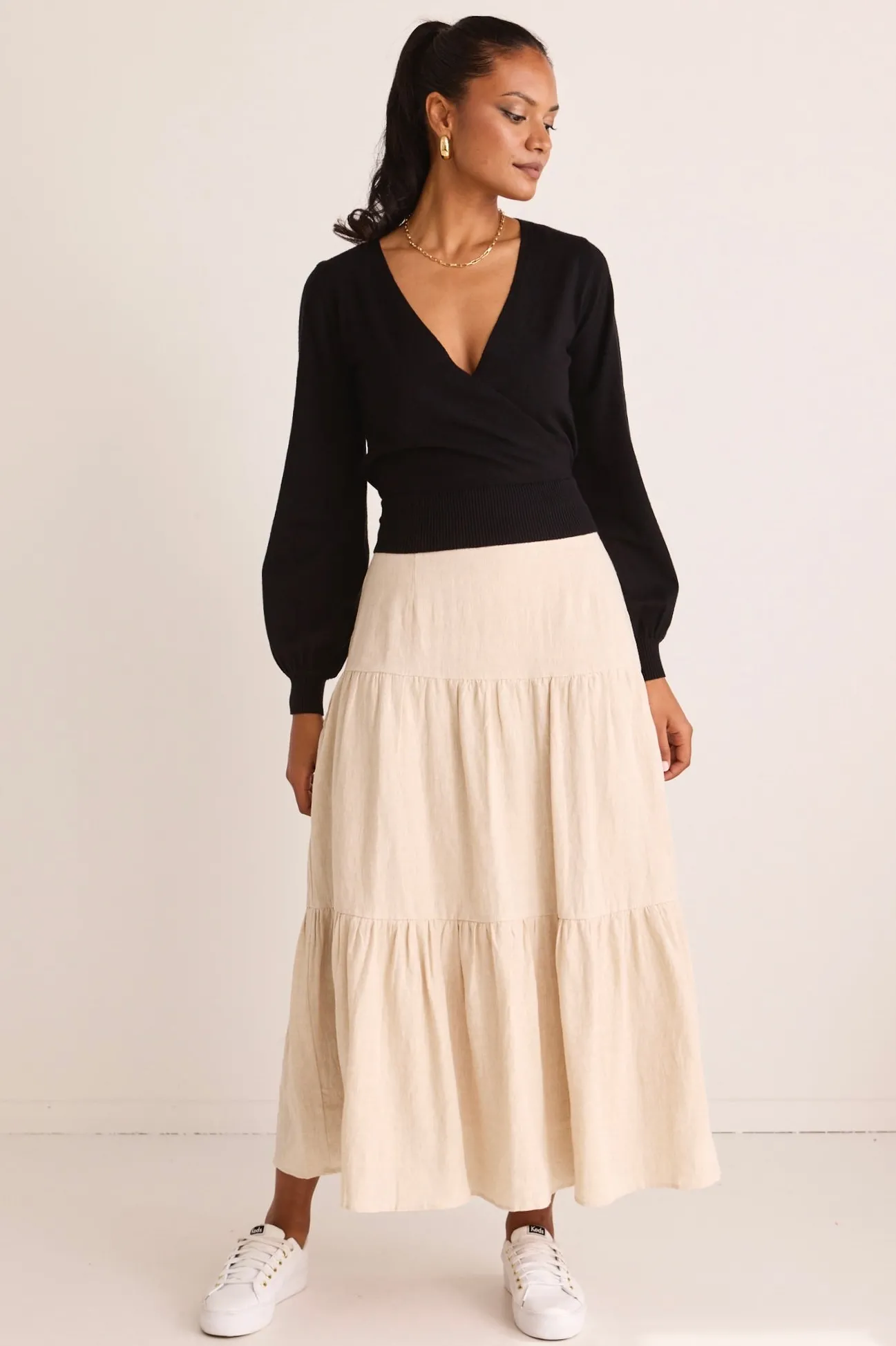 Among the Brave Cross My Heart Black Ballerina Fine Knit Wrap Cardigan