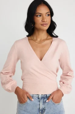Among the Brave Cross My Heart Blush Ballerina Fine Knit Wrap Cardigan