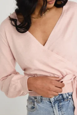 Among the Brave Cross My Heart Blush Ballerina Fine Knit Wrap Cardigan