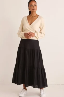 Among the Brave Cross My Heart Oat Ballerina Fine Knit Wrap Cardigan