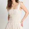 Love Lulu Crowd Ecru Bubble Skirt Mini Dress