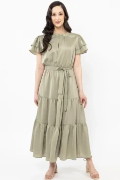 Seeking Lola Cruise Sage SS Tiered Maxi Dress