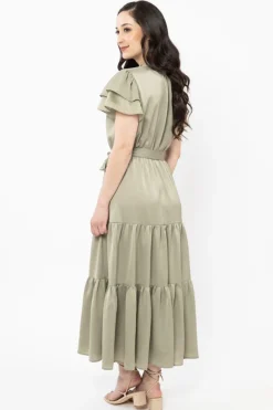 Seeking Lola Cruise Sage SS Tiered Maxi Dress