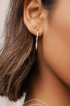 Murkani Dagger Diamante Sterling Silver Hoop EOL Earrings