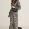 Among the Brave Damsel Black Gingham LS Button Front Midi Dress