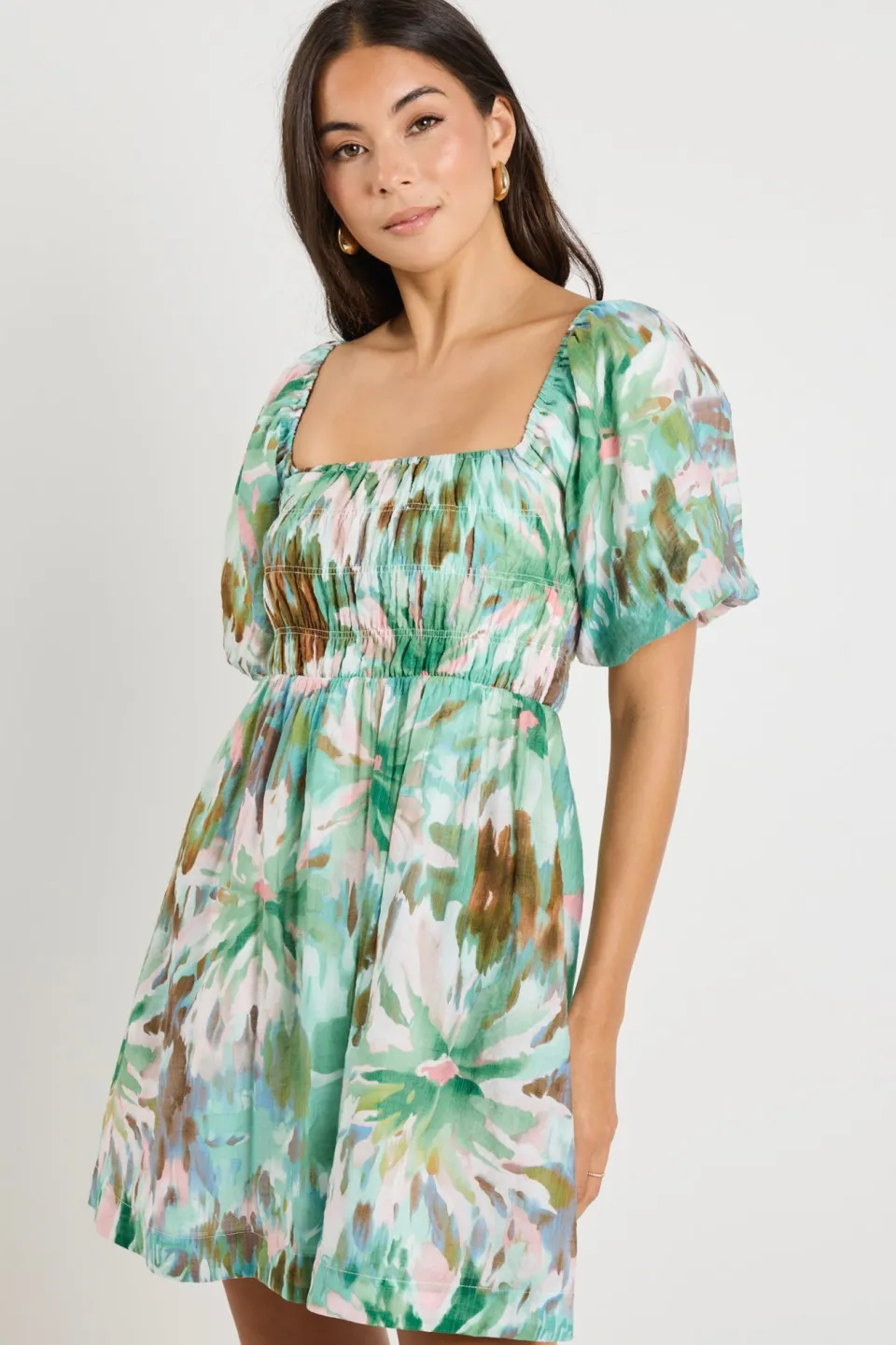 Love Lulu Dance Jungle Puff Sleeve Mini Dress