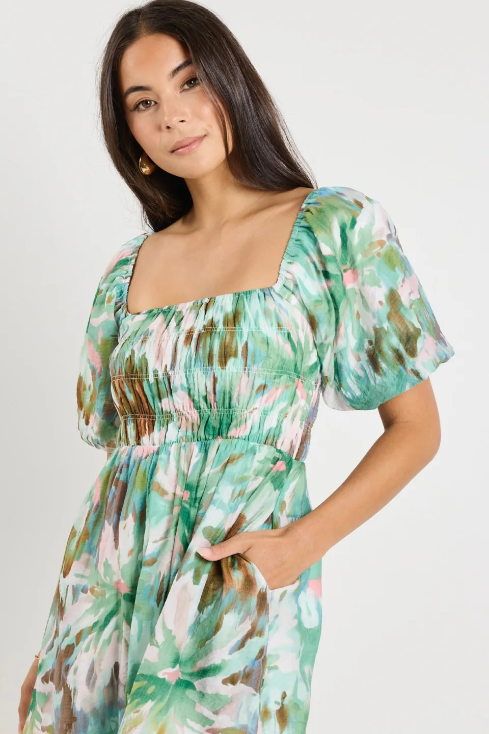 Love Lulu Dance Jungle Puff Sleeve Mini Dress
