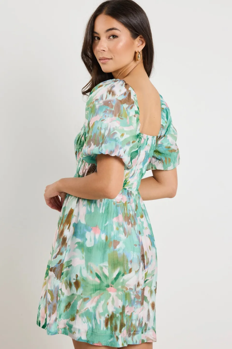 Love Lulu Dance Jungle Puff Sleeve Mini Dress