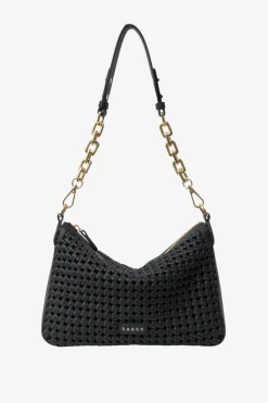 Saben Dane Black Braid Chain Shoulder Bag
