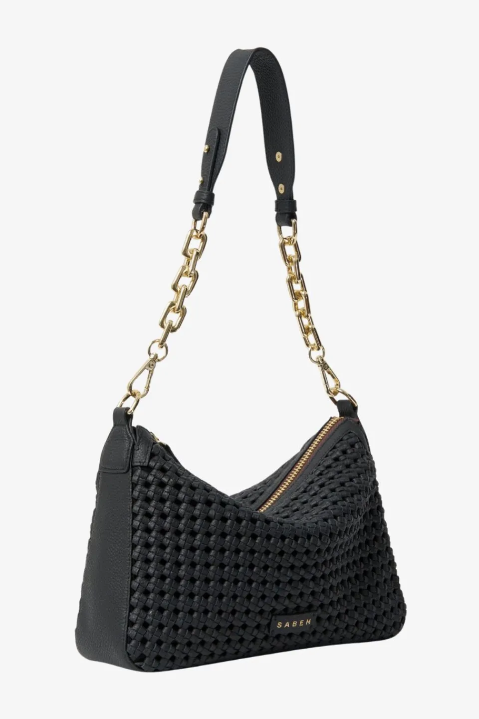 Saben Dane Black Braid Chain Shoulder Bag