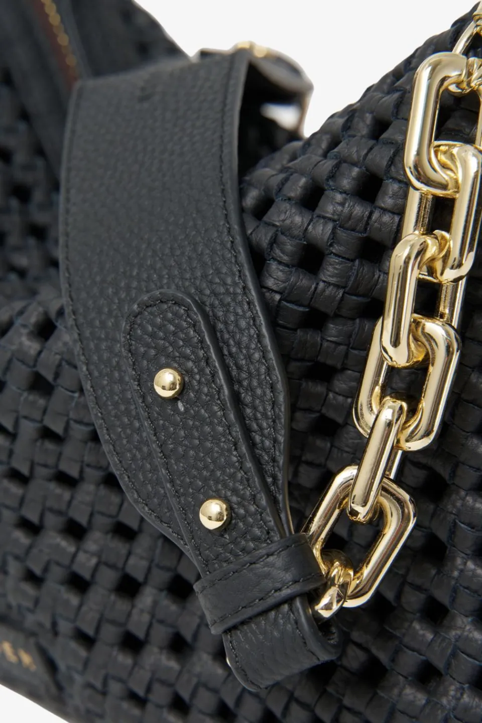 Saben Dane Black Braid Chain Shoulder Bag