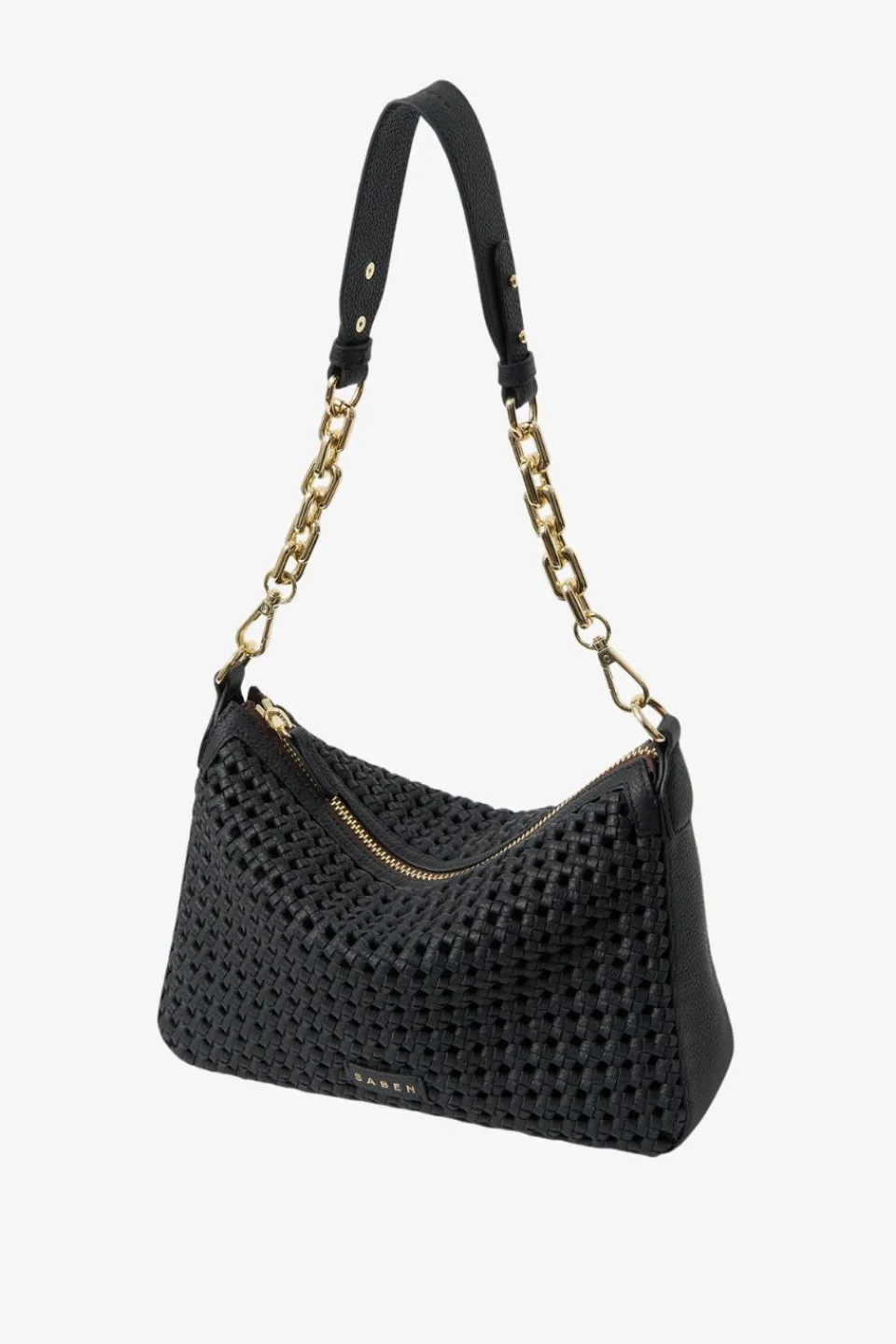 Saben Dane Black Braid Chain Shoulder Bag