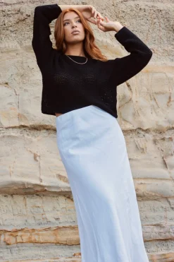 RE:UNION Label Dawn Black Crochet Knit Jumper