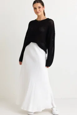 RE:UNION Label Dawn Black Crochet Knit Jumper
