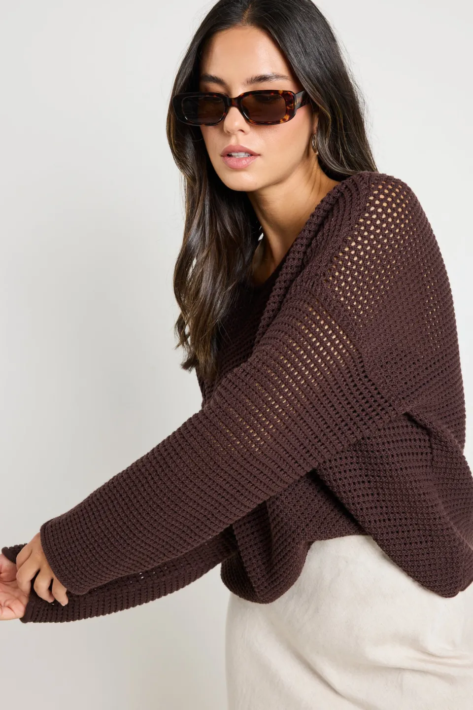 RE:UNION Label Dawn Chocolate Crochet Knit Jumper