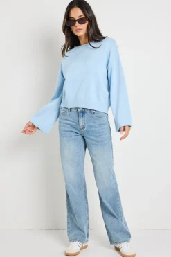 RE:UNION Label Daytime Ice Blue LS Cotton Jumper