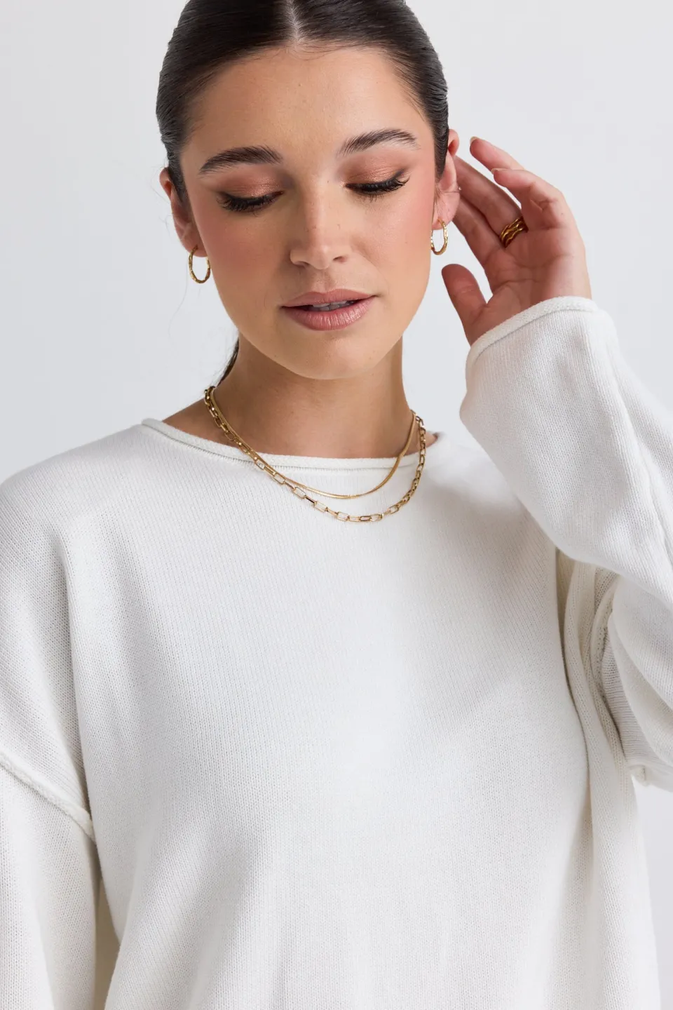 RE:UNION Label Daytime Ivory LS Cotton Jumper