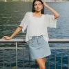 Ivy + Jack Dearest Beach Blue Raw Hem Denim Mini Skirt