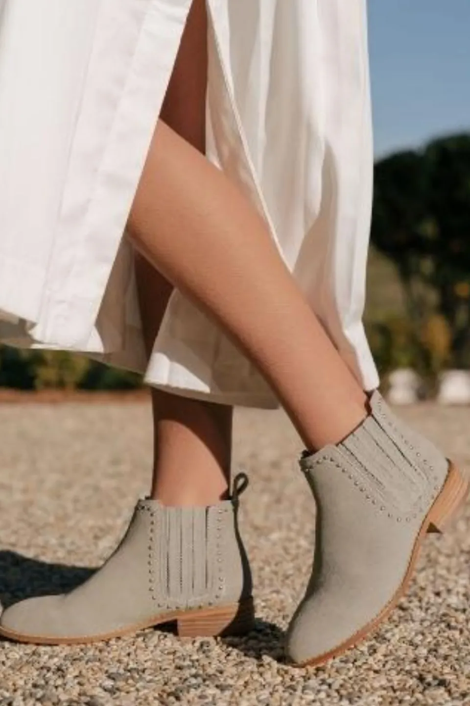 Walnut Delilah Sage Suede Leather Ankle Boot