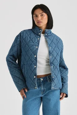 Riders by Lee Denim Blue Haze Quilted Bomber Jacket