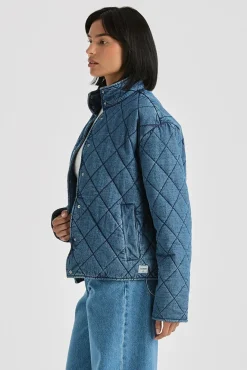 Riders by Lee Denim Blue Haze Quilted Bomber Jacket