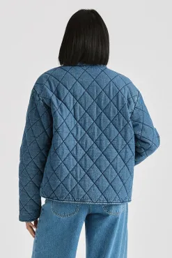 Riders by Lee Denim Blue Haze Quilted Bomber Jacket