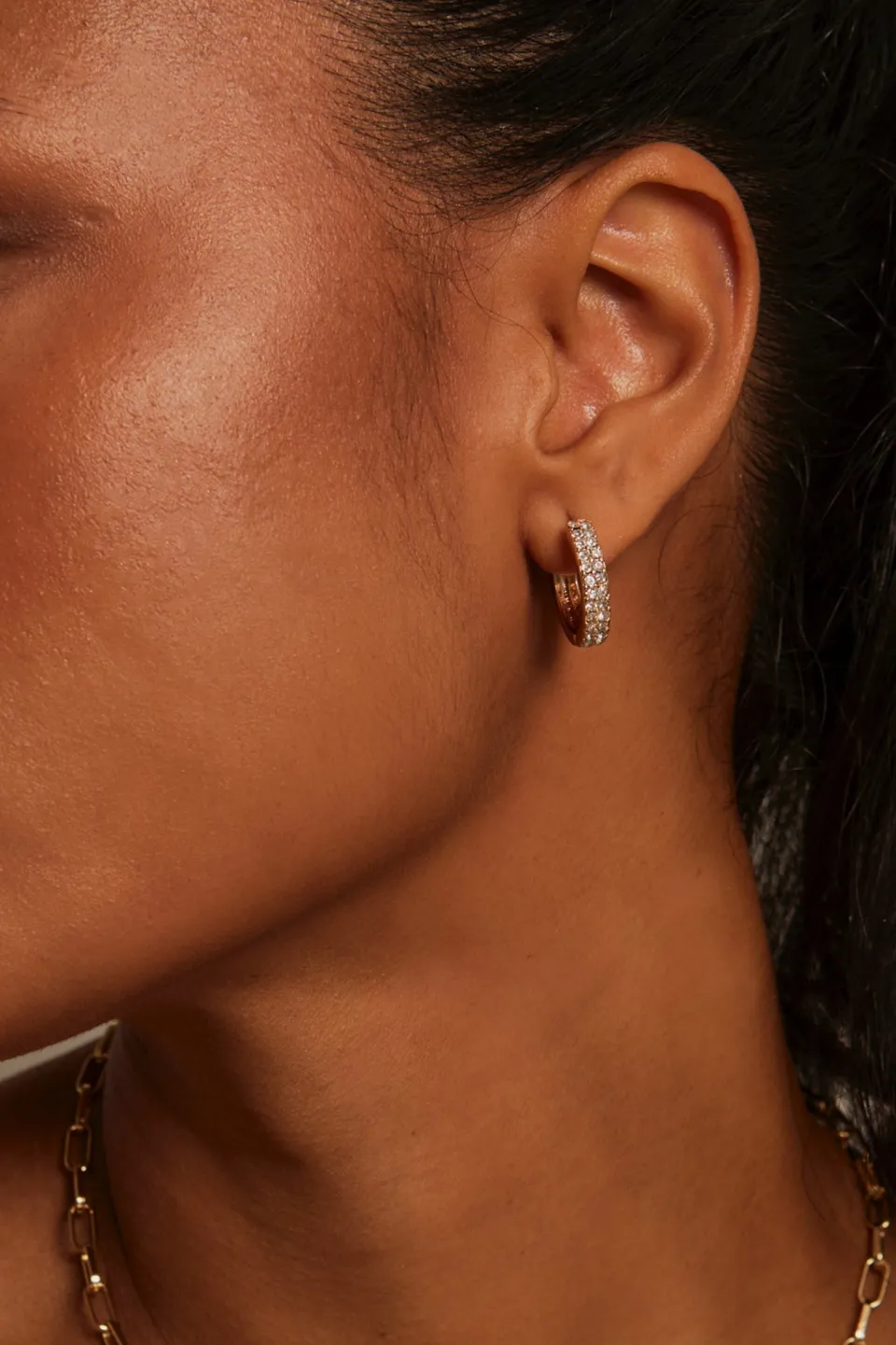 Humble + Heart Diamante Medium EOL Gold Hoop Earring