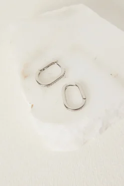 Humble + Heart Diamante Oval Rhodium Hoop Earring