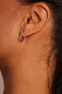 Humble + Heart Diamante Oval Rhodium Hoop Earring