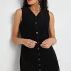 Among the Brave Direction Black Cord Mini Vest Dress