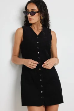 Among the Brave Direction Black Cord Mini Vest Dress