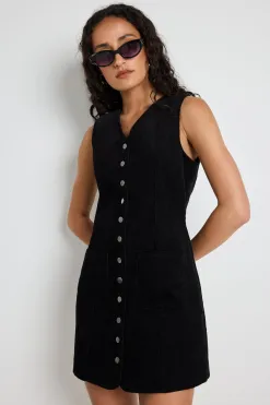 Among the Brave Direction Black Cord Mini Vest Dress
