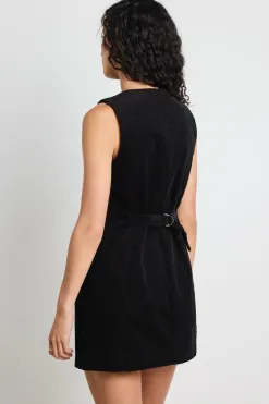 Among the Brave Direction Black Cord Mini Vest Dress