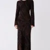 Esmaee District Chocolate Print LS Maxi Dress
