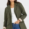 Ivy + Jack Dock Khaki Ramie Rolled Sleeve Blazer