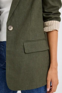 Ivy + Jack Dock Khaki Ramie Rolled Sleeve Blazer