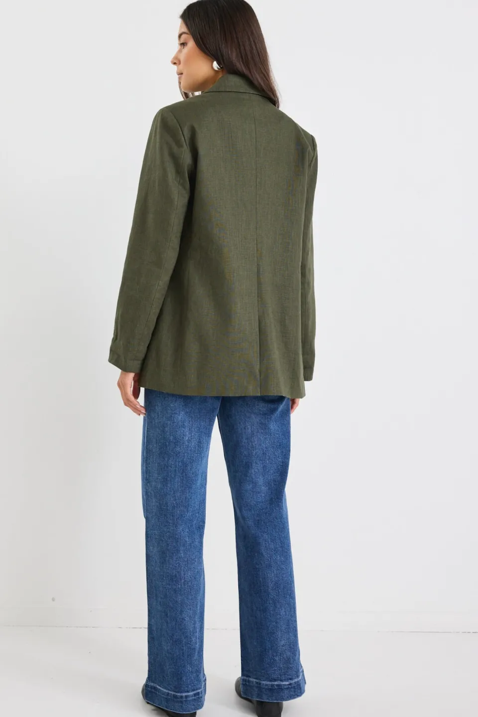 Ivy + Jack Dock Khaki Ramie Rolled Sleeve Blazer