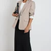 Ivy + Jack Dock Taupe Ramie Rolled Sleeve Blazer