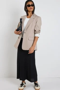 Ivy + Jack Dock Taupe Ramie Rolled Sleeve Blazer