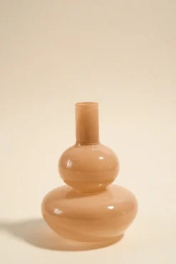 Willow u0026 Mae Double Bubble Milky Beige 17cm Glass Taper Candle Holder