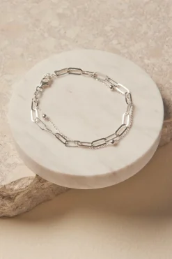 Georgia Mae Double Chain Silver Bracelet