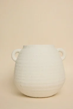 Flo's Home Double Handle White Textured 18cm Small Urn